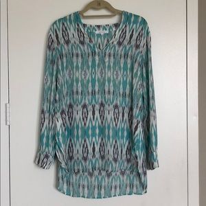 Tribal pattern blue blouse/tunic
